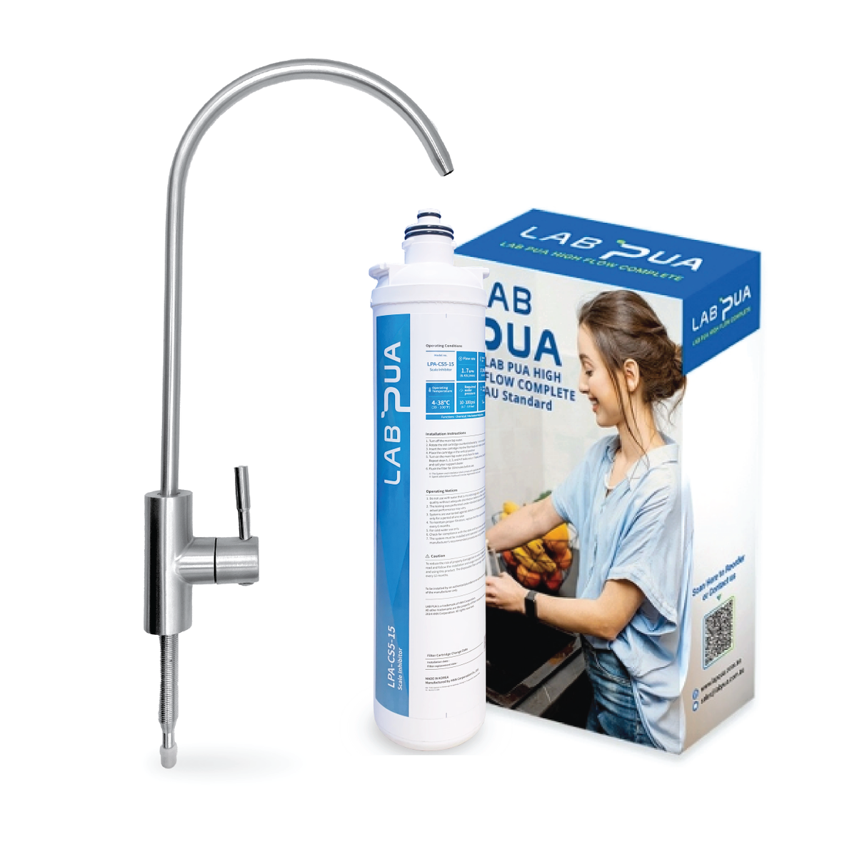 Lab Pua Water Filter Kit With Faucet LPA-CS5-15 15"