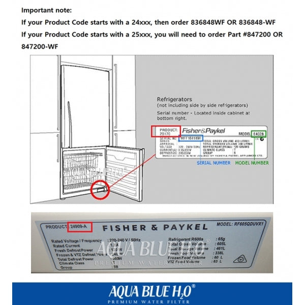 Fisher Paykel 847200 Fridge Water Filter Alternative 847200-WF FWC3