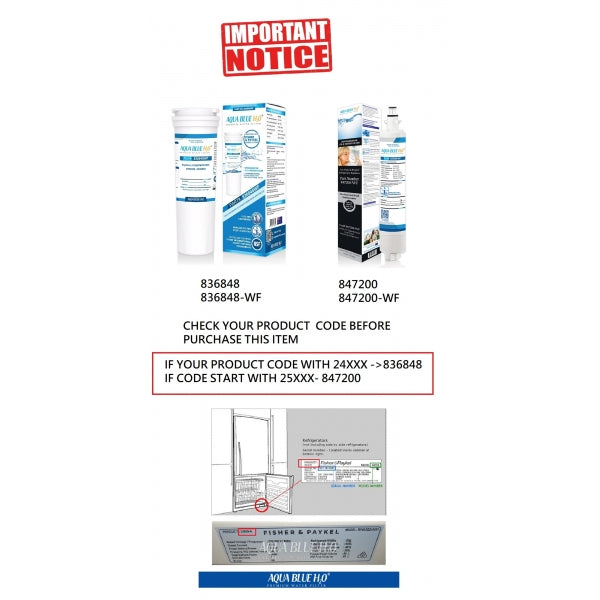 Fisher Paykel 847200 Fridge Water Filter Alternative 847200-WF FWC3