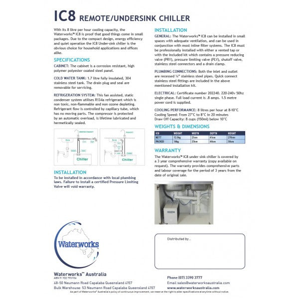 IC8 REMOTE/UNDERSINK CHILLER REMOTE/UNDERSINK CHILLER