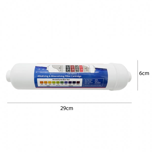 K Series Alkaline Water Filter Replacement Cartridge 10" 1/4" push fit connection Alkaline 1/4