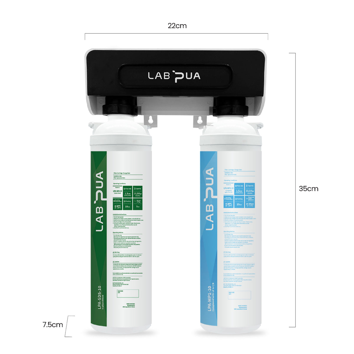 Lab Pua Twin Header Series Sediment with Full Carbon Block with Membrane/ Sediment&Gac/ Carbon Block
