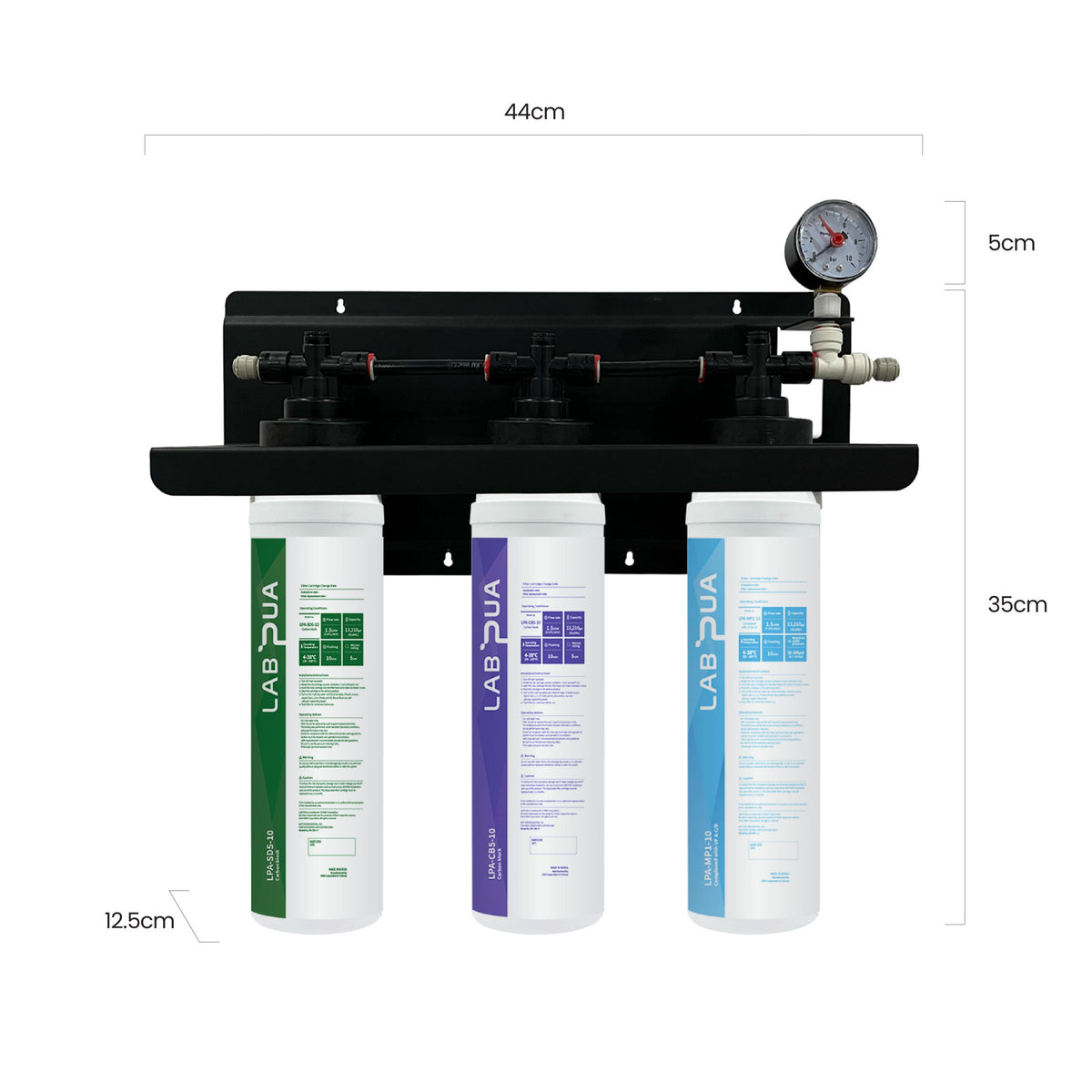 Lab Pua Triple Header Series Sediment With Full Carbon Block With Membrane /Sediment&Gag / Carbon Block Total 4 Stage