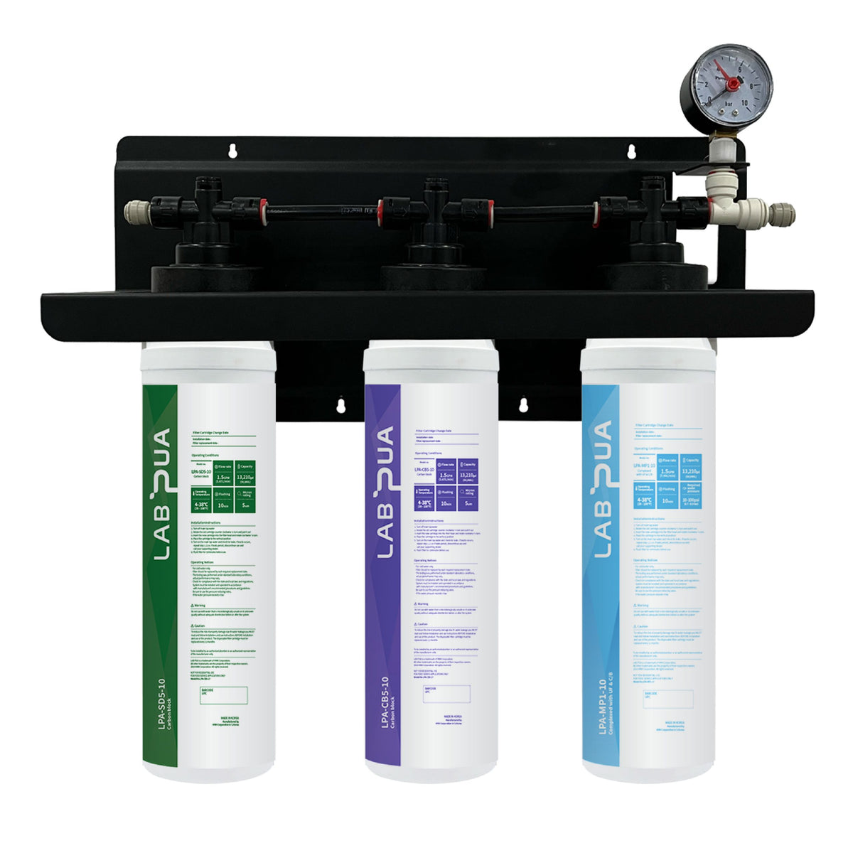 Lab Pua Triple Header Series Sediment With Full Carbon Block With Membrane /Sediment&Gag / Carbon Block Total 4 Stage