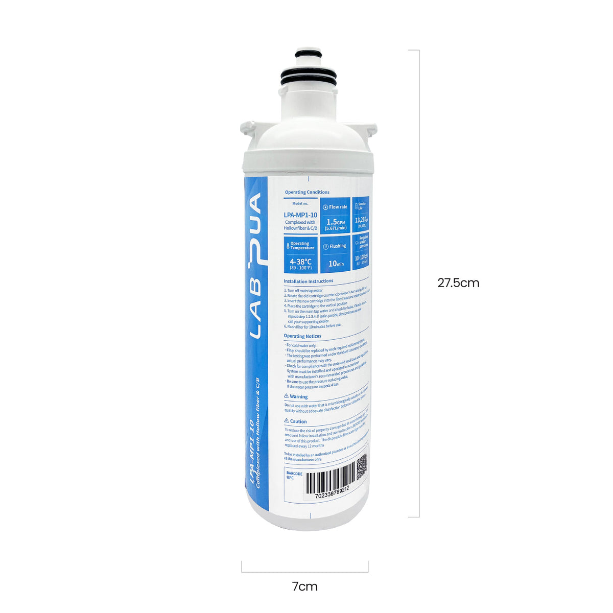 Lab Pua Residential Water Filter Kit With Faucet LPA-MP1-10 10"