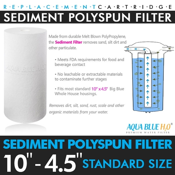 Aqua Blue H2O 10×4.5 Polyspun polyproylene sediment cartridge 5Mic water filter ABPP 1045 5M