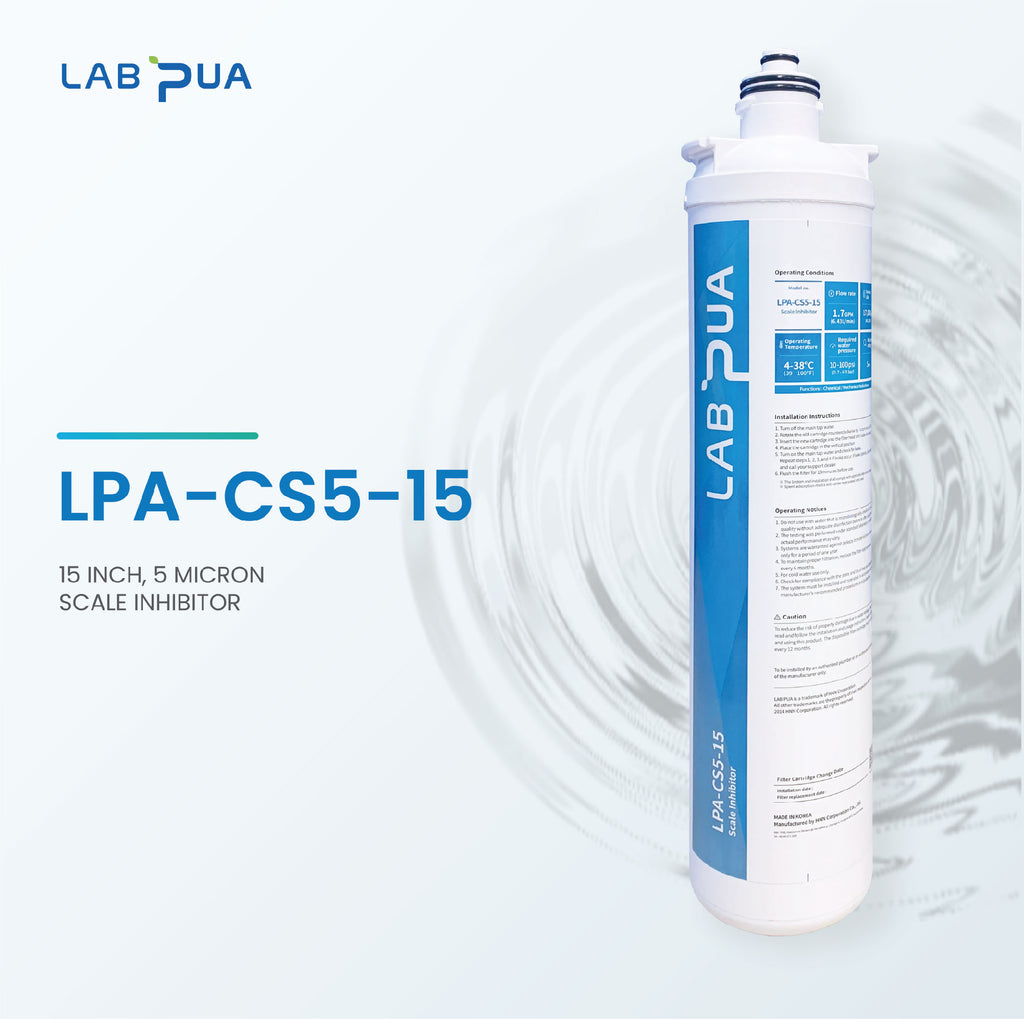 Lab Pua Twin Header Series 5um Carbon Block with 1um Scale Inhibitor 15"L