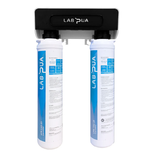 Lab Pua Twin Header Series 5um Carbon Block with 1um Scale Inhibitor 15"L