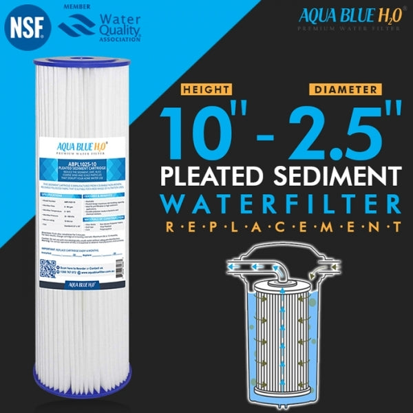 10" Pleated Sediment Cartridge 1 Micron Water Filter ABPL1025 1M