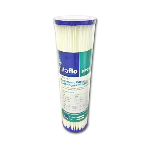 10" Pleated Sediment Cartridge 1 Micron Water Filter ABPL1025 1M