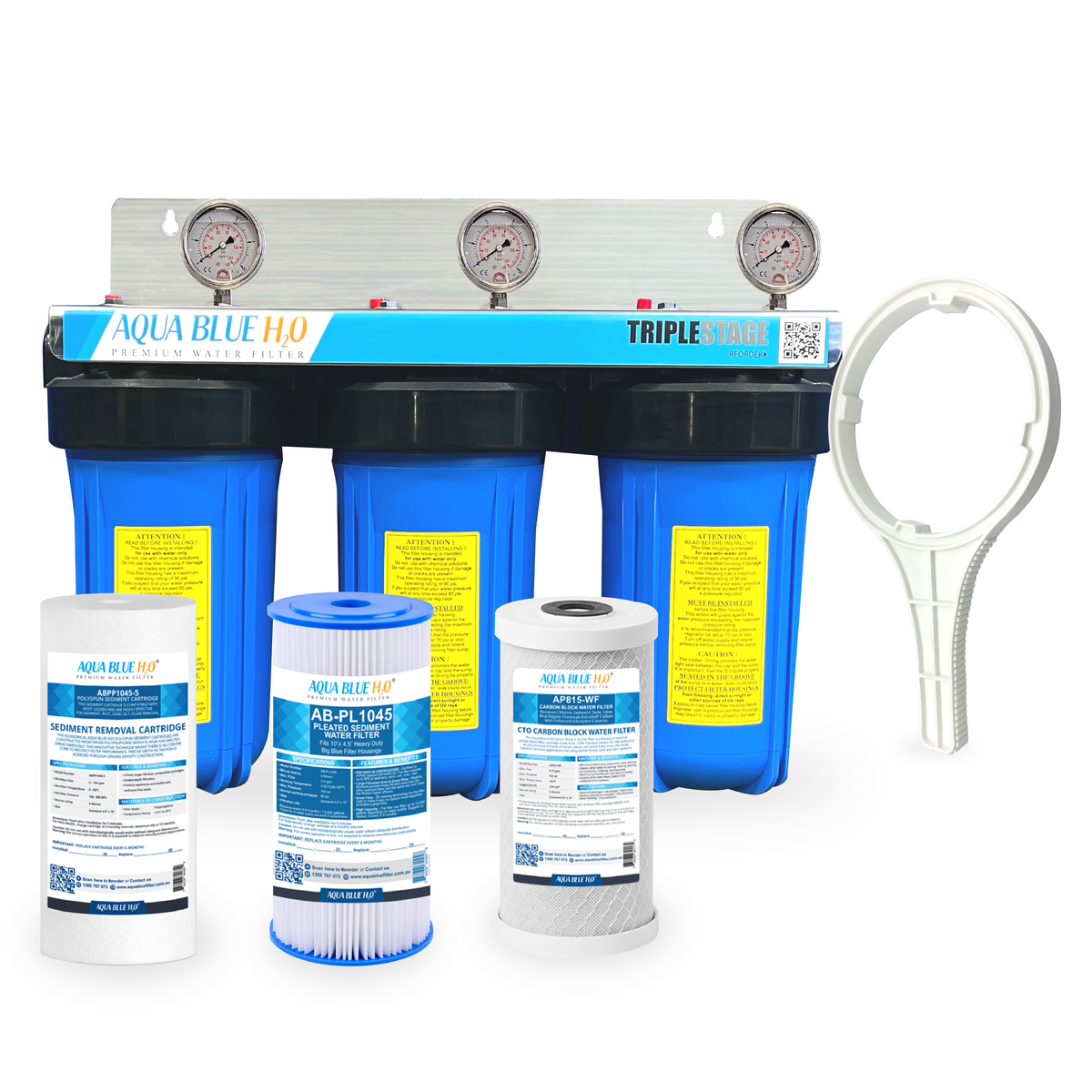 3 Stage Big Blue Whole House System with Replacement Cartridge