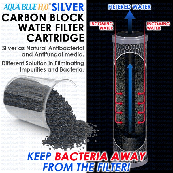 Silver Carbon Block Filter Cartridge Standard 2.5” x 10”, 5 Micron