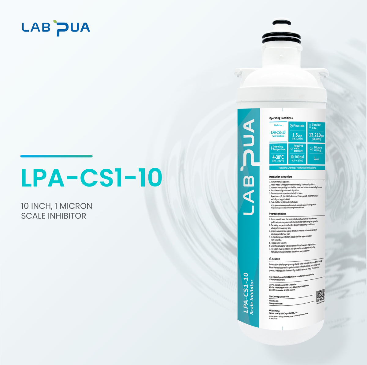 Lab Pua LPA CS1 10 (1um composite, UF membrane & Scale inhibitor, 10″L)
