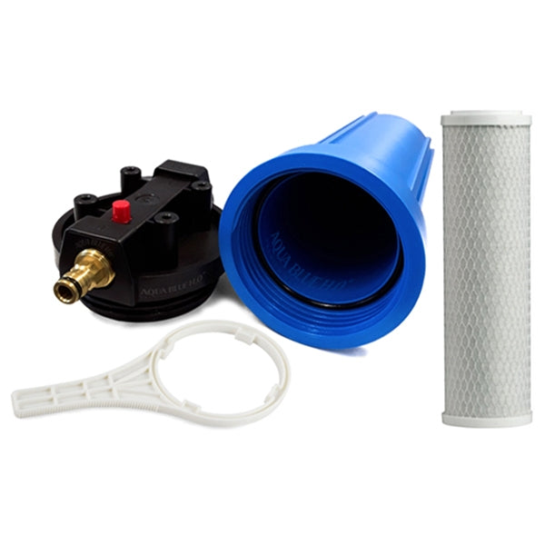Single Caravan Water Filter System with Brass Hose Connection Fitting