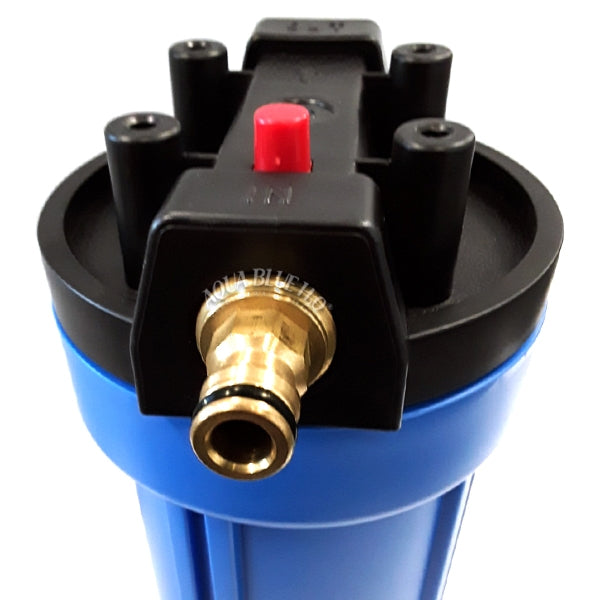 Single Caravan Water Filter System with Brass Hose Connection Fitting