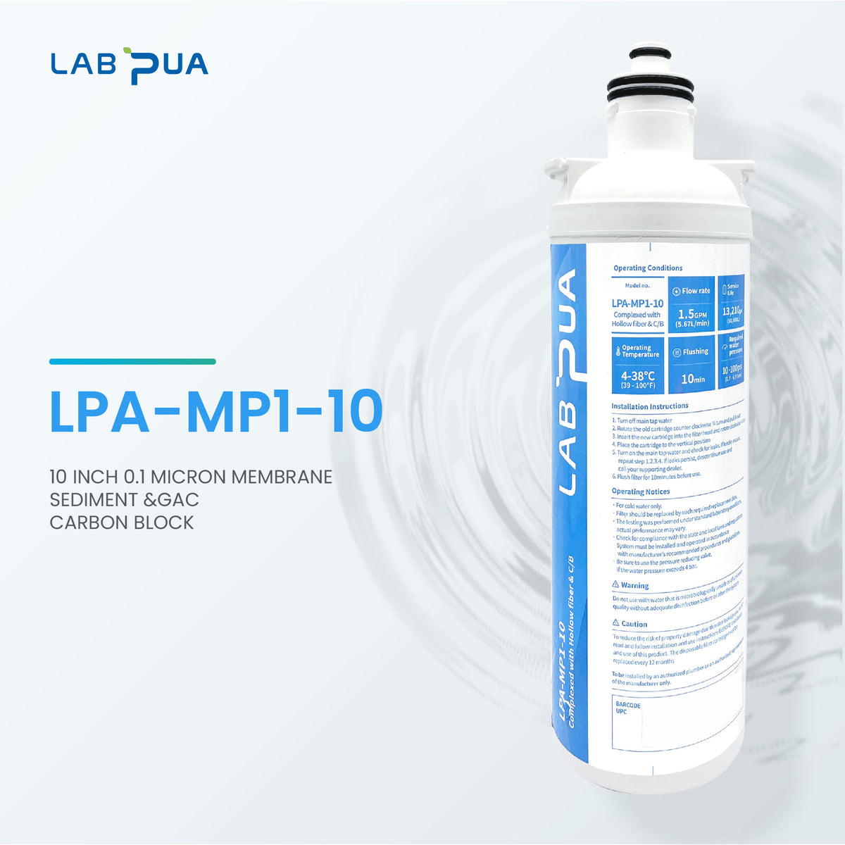 Lab Pua LPA MP1 10 (0.1um composite & UF membrane, 10″L)