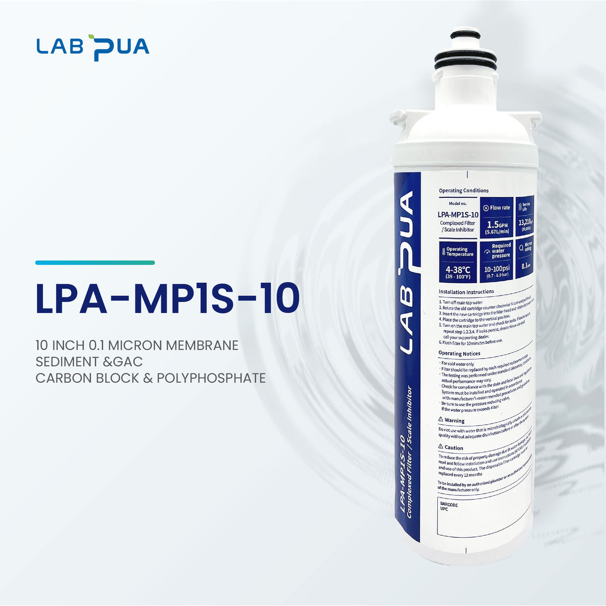 LPA MP1S 10 (0.1um composite, UF membrane & Scale inhibitor, 10″L)