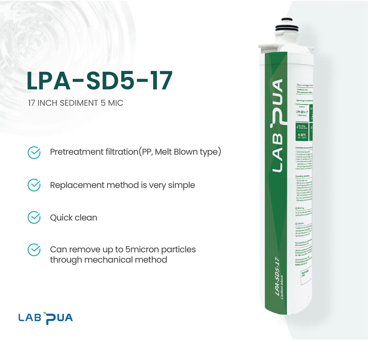 Lab Pua Residential Under Sink Switch Filter Kit 17 Inch Series