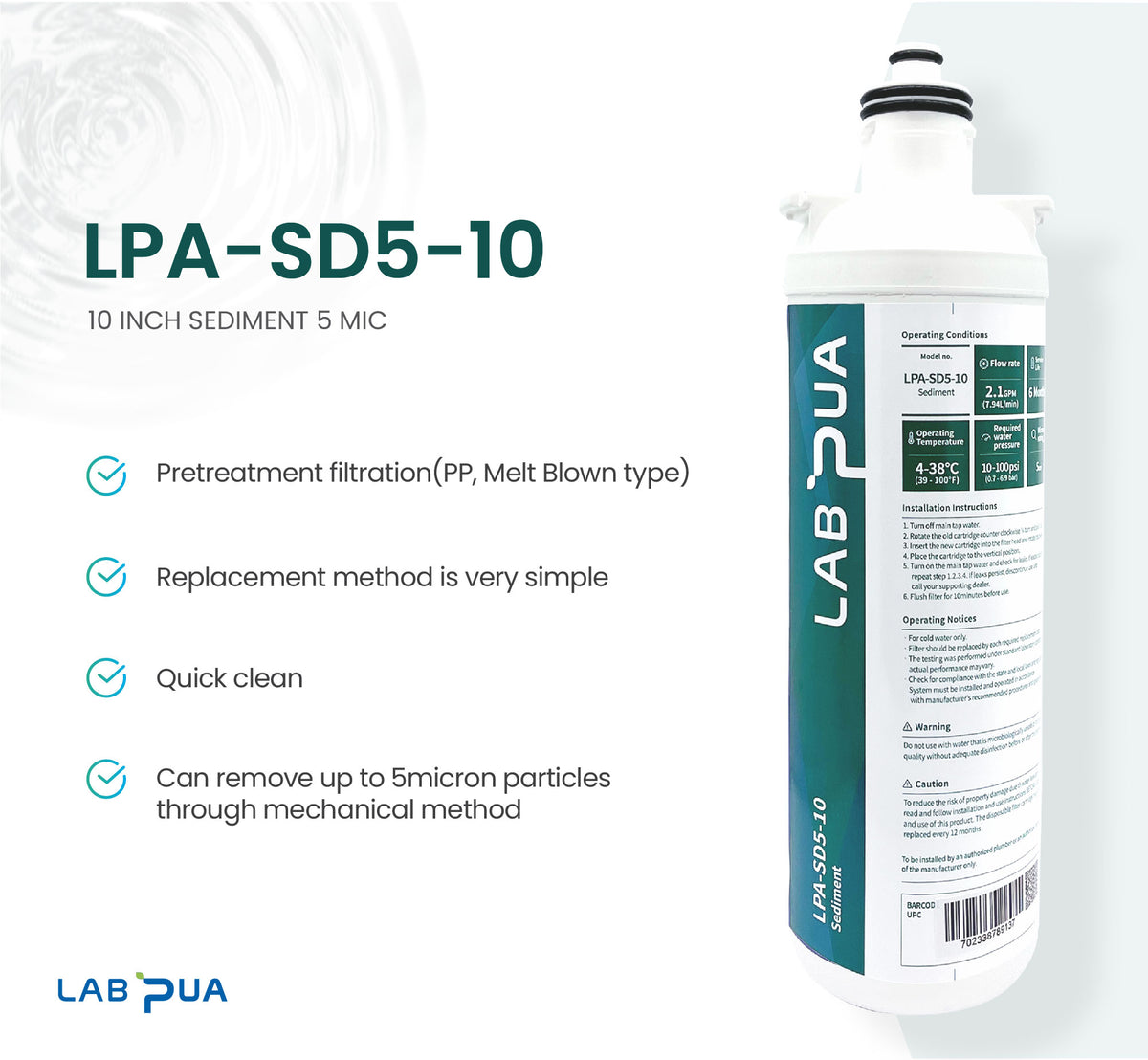 Lab Pua Twin Header Series Sediment with Full Carbon Block with Membrane/ Sediment&Gac/ Carbon Block