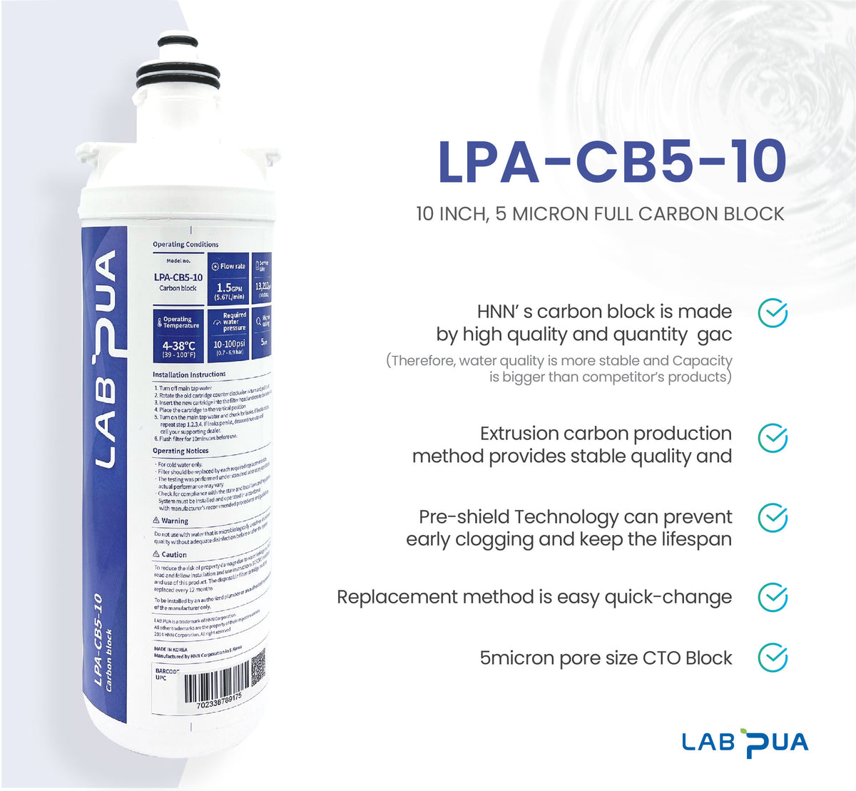 Lab Pua Residential High Flow Water Filter Kit 10 Inch Series