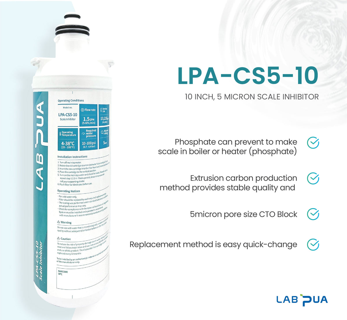 Lab Pua Residential High Flow Water Filter Kit 10 Inch Series