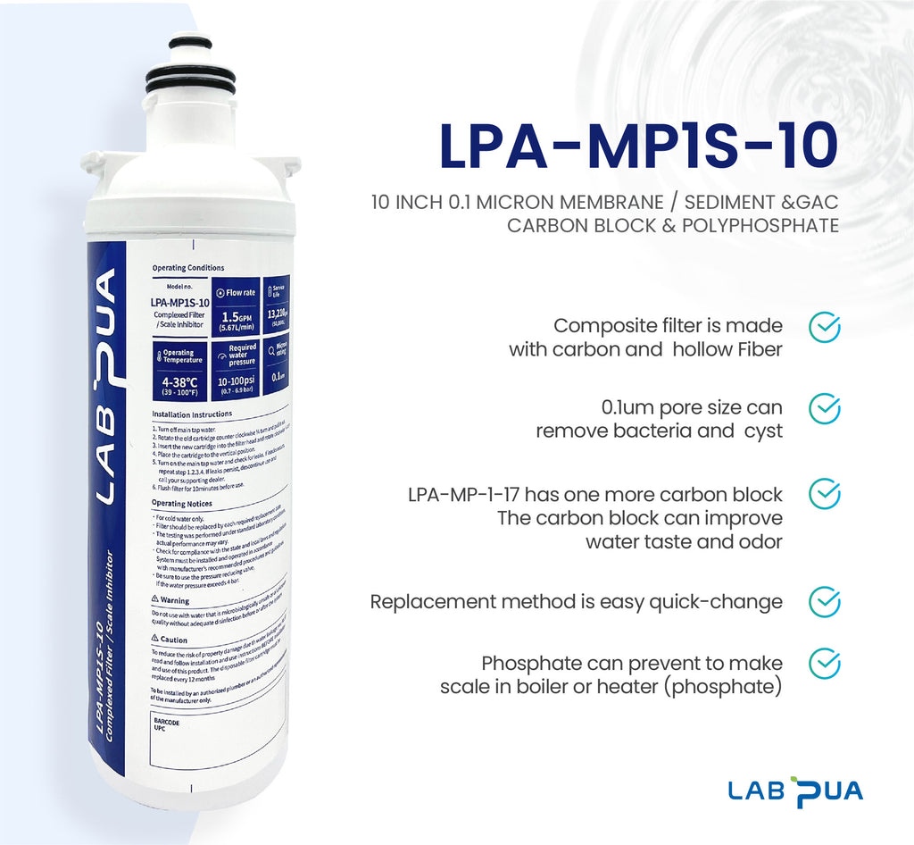 Lab Pua Residential Water Filter MP1S-10 10 Inch 0.1 MICRON