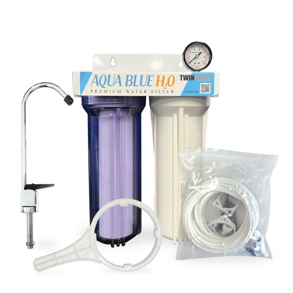 Twin Under Sink Housing Upgrade Kit Only 10" With Faucet And Hose Kit
