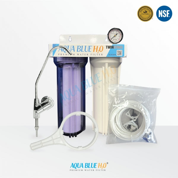 Twin Under Sink Housing Upgrade Kit Only 10" With Faucet And Hose Kit