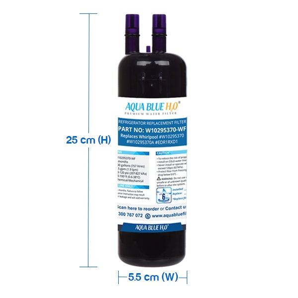 Whirlpool W10295370 EDR1RXD1 Fridge Filter Generic AQUA BLUE H2O W10295370-WF